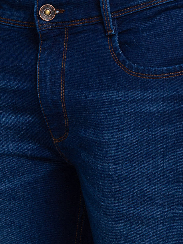 Park Avenue Men Blue Dobby Ath Mod Fit Cotton Blend Jeans