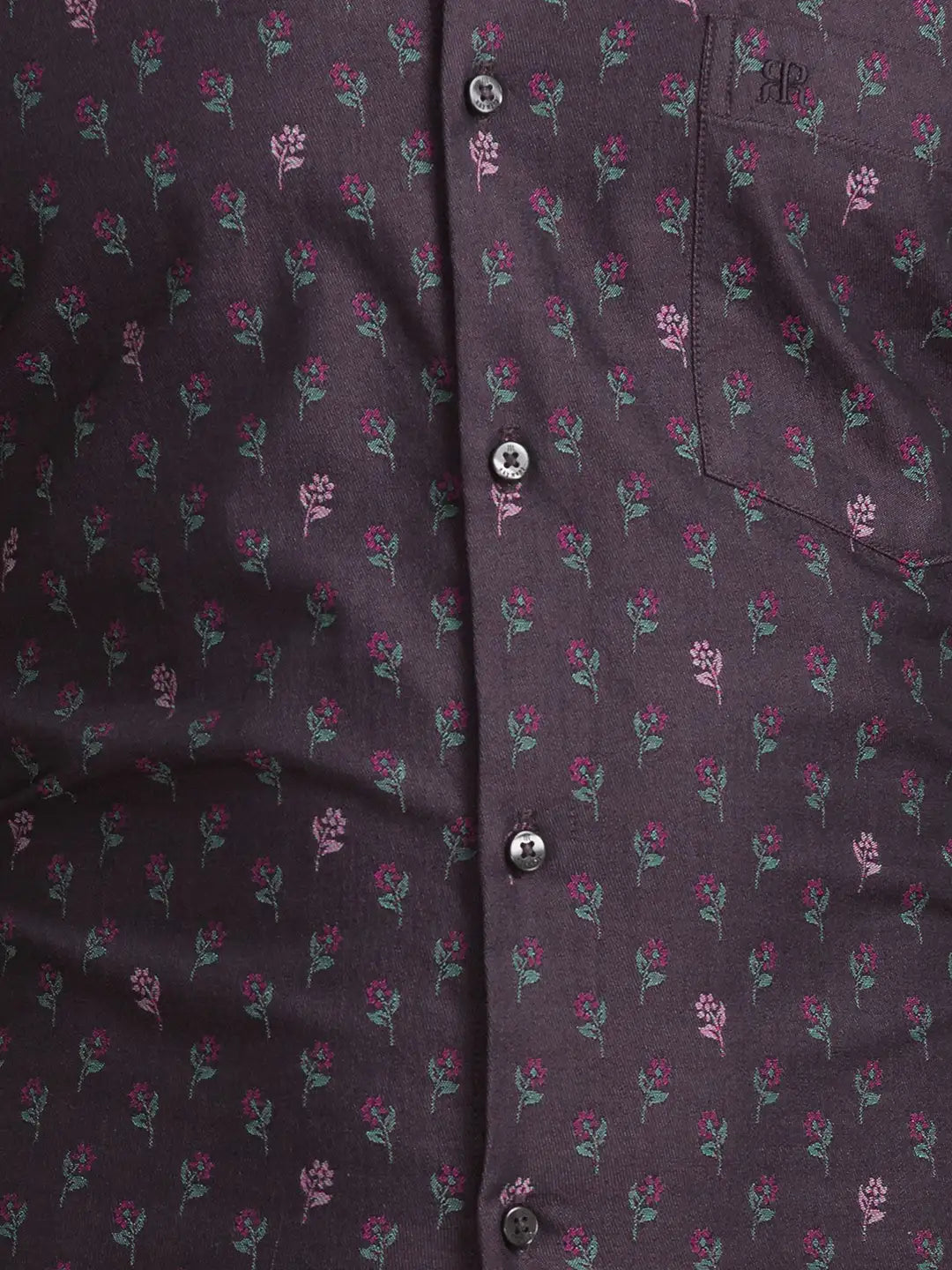 Raymond Men Brown Jacquard Contemporary Fit Cotton Casual Shirt