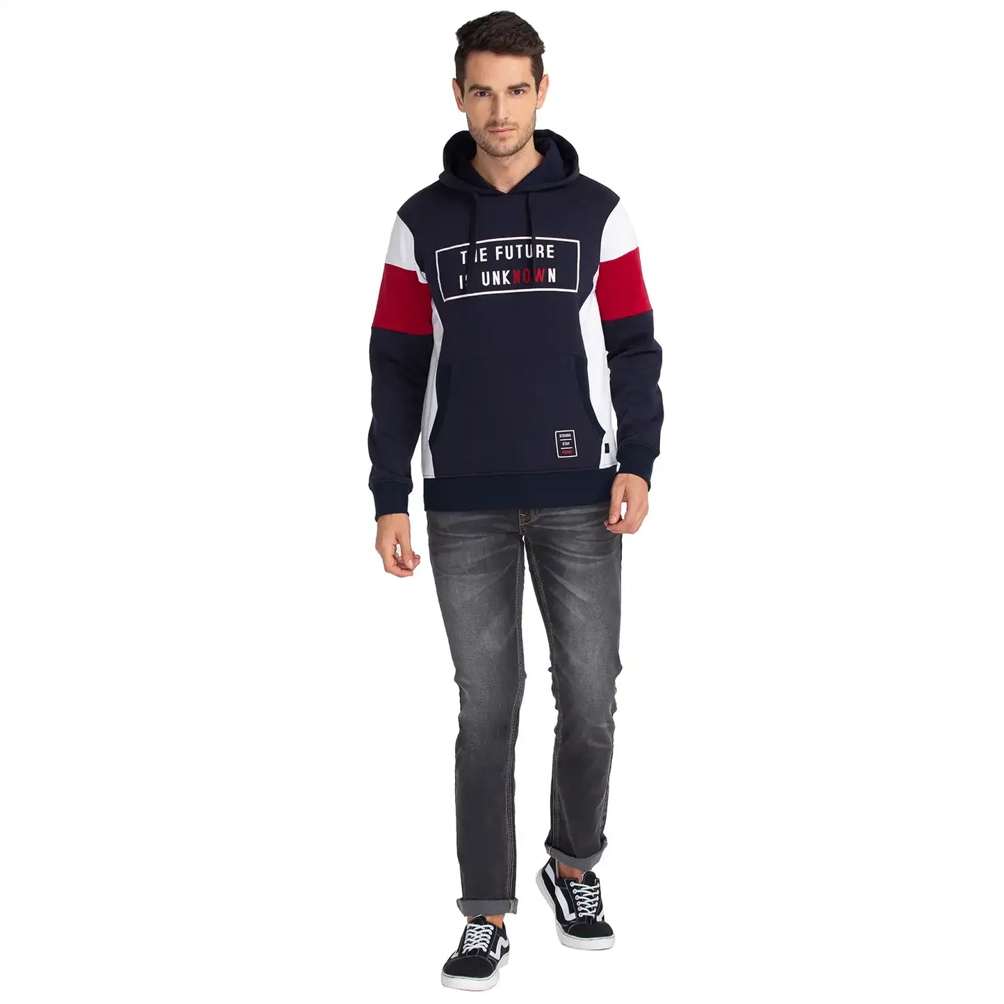 Men Blue Regular Fit Cut & Sew Cotton Polyester Blend Sweatshirts
