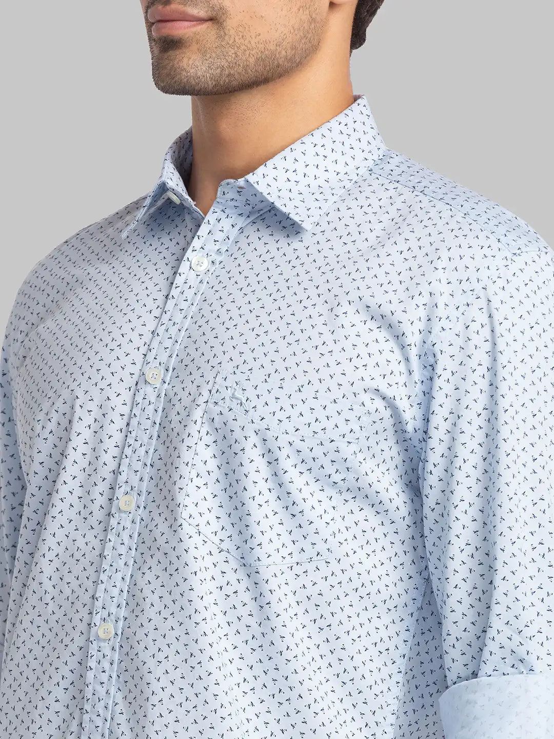 Men Blue Slim Fit Print Cotton Full Sleeve Shirts