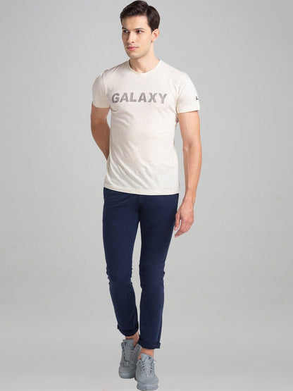 Men Blue Lrt Fit Rfd Cotton Blend Trouser