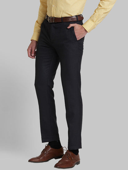 Park Avenue Grey Structure Super Slim Fit Polyester Blend Trouser