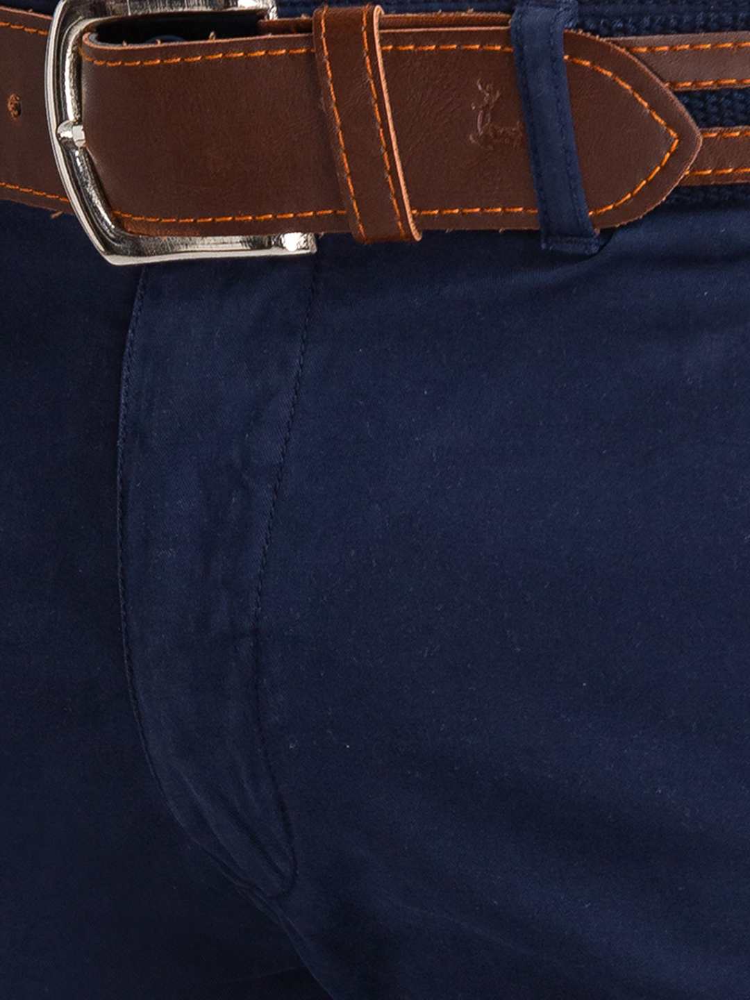 Men Blue Lrt Fit Rfd Cotton Blend Trouser