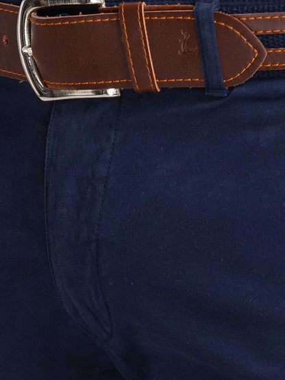 Men Blue Lrt Fit Rfd Cotton Blend Trouser