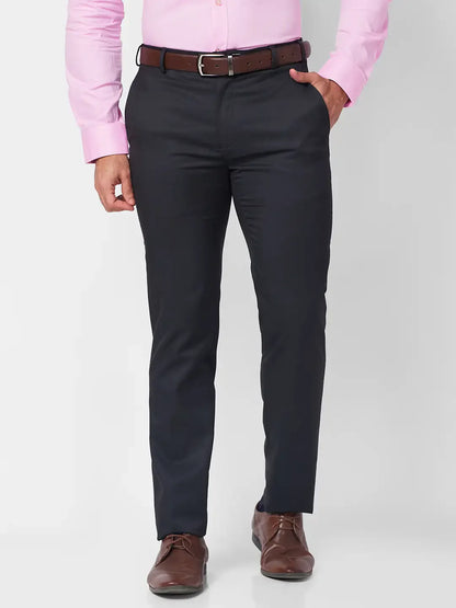 Raymond Men Grey Structure Slim Fit Polyester Blend Trouser