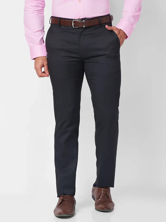 Raymond Men Grey Structure Slim Fit Polyester Blend Trouser