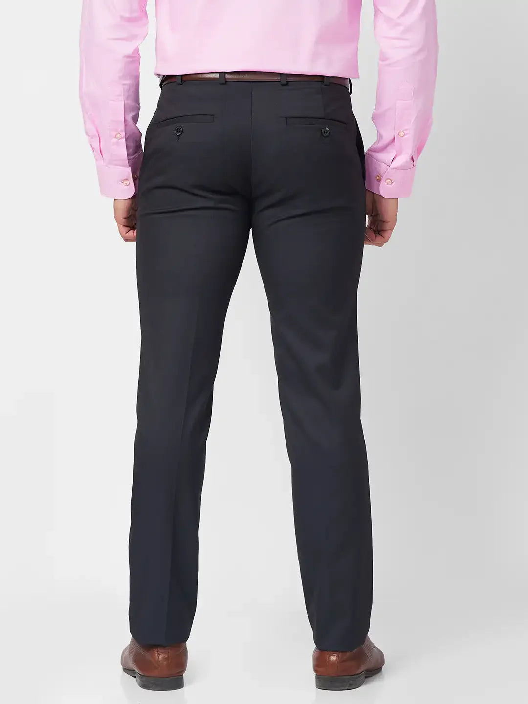 Raymond Men Grey Structure Slim Fit Polyester Blend Trouser