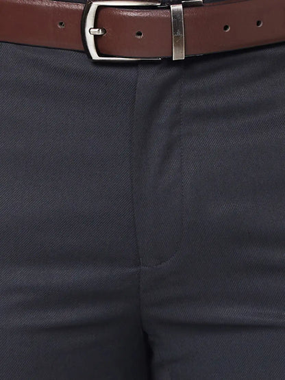 Raymond Men Grey Structure Slim Fit Polyester Blend Trouser