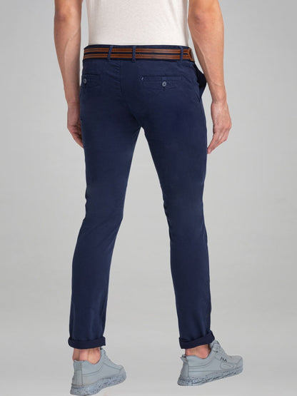 Men Blue Lrt Fit Rfd Cotton Blend Trouser