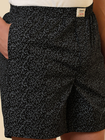 Sleepz Men Black Printed Regular Fit Cotton Boxer