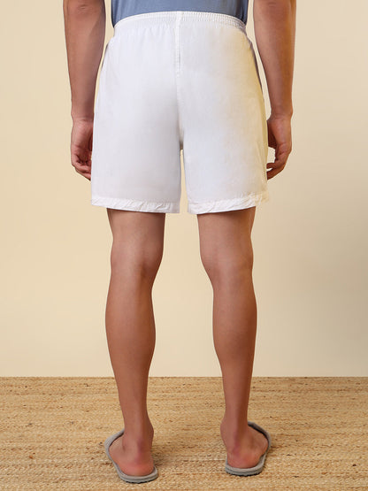 Sleepz Men White Solid Regular Fit Cotton Boxer