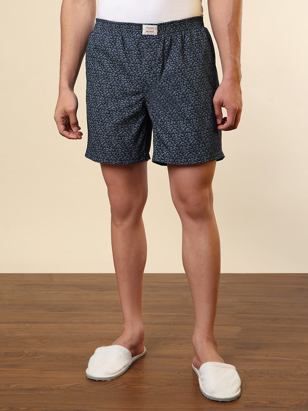Sleepz Men Blue Printed Regular Fit Cotton Boxer
