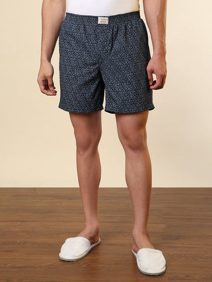 Sleepz Men Blue Printed Regular Fit Cotton Boxer
