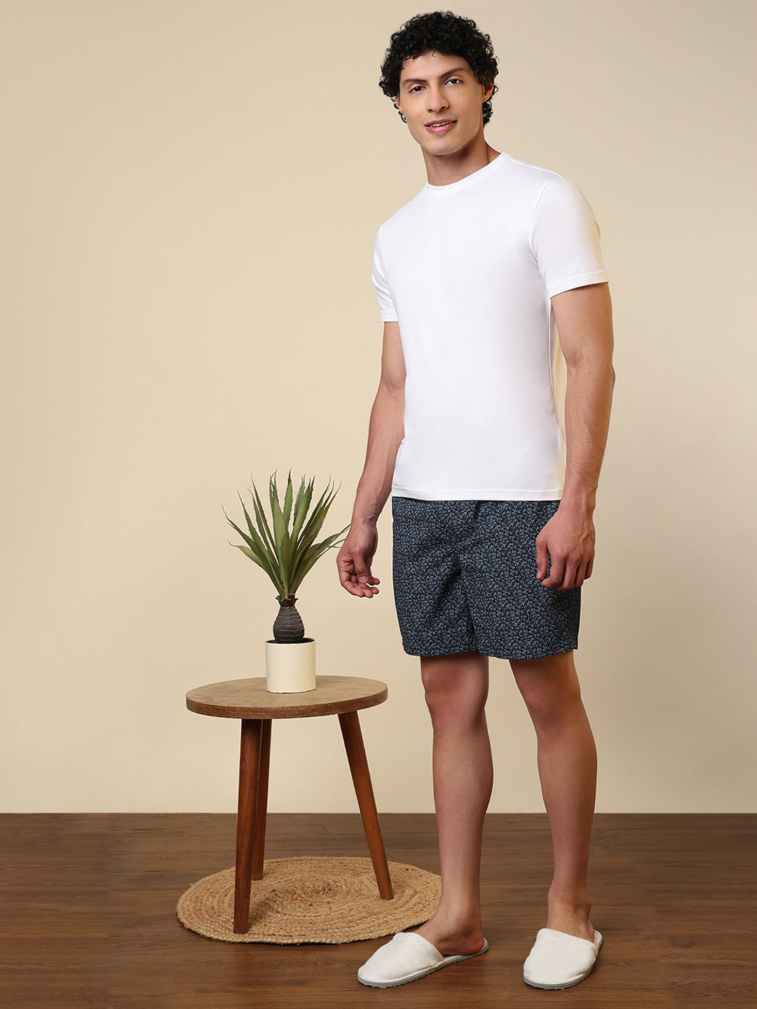 Sleepz Men Blue Printed Regular Fit Cotton Boxer