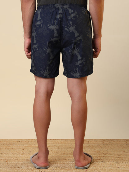 Sleepz Men Blue Printed Regular Fit Cotton Boxer
