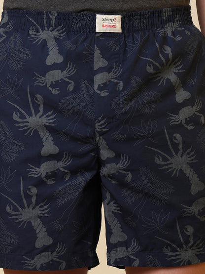 Sleepz Men Blue Printed Regular Fit Cotton Boxer