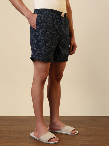 Sleepz Men Blue Printed Regular Fit Cotton Boxer