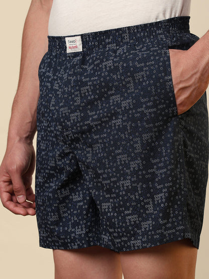 Sleepz Men Blue Printed Regular Fit Cotton Boxer