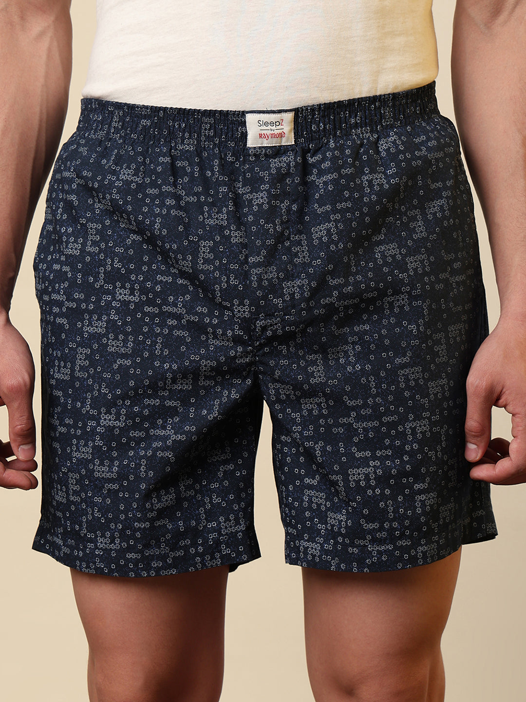 Sleepz Men Blue Printed Regular Fit Cotton Boxer