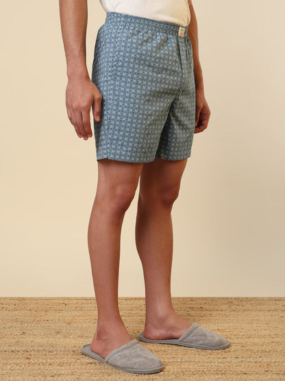 Sleepz Men Blue Printed Regular Fit Cotton Boxer