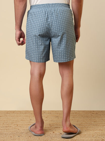 Sleepz Men Blue Printed Regular Fit Cotton Boxer