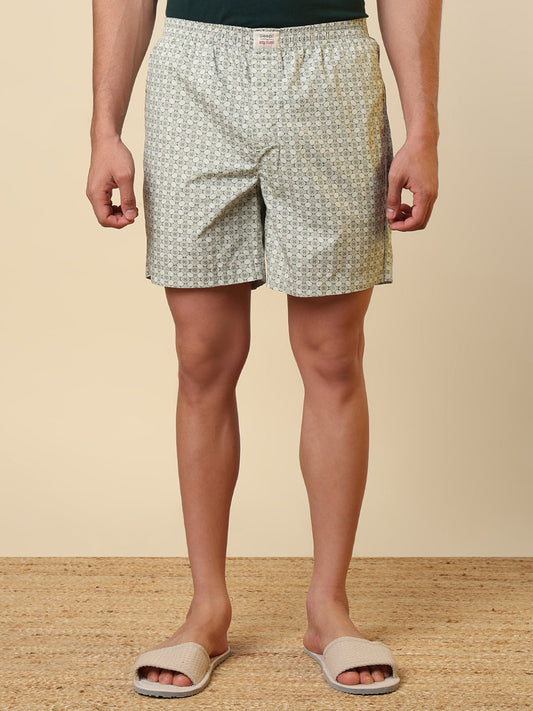 Sleepz Men Green Printed Regular Fit Cotton Boxer
