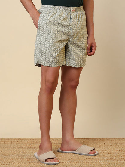 Sleepz Men Green Printed Regular Fit Cotton Boxer