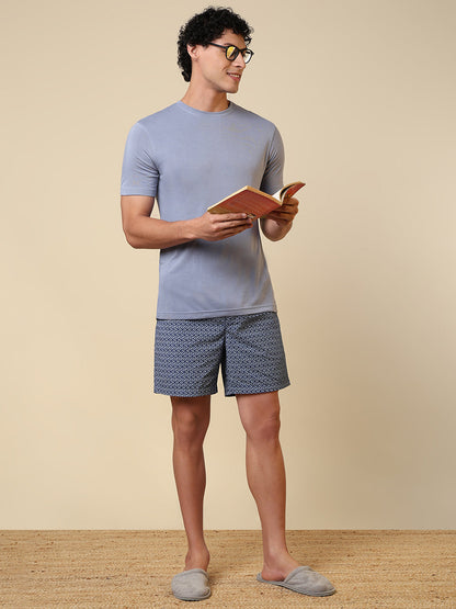 Sleepz Men Blue Printed Regular Fit Cotton Boxer