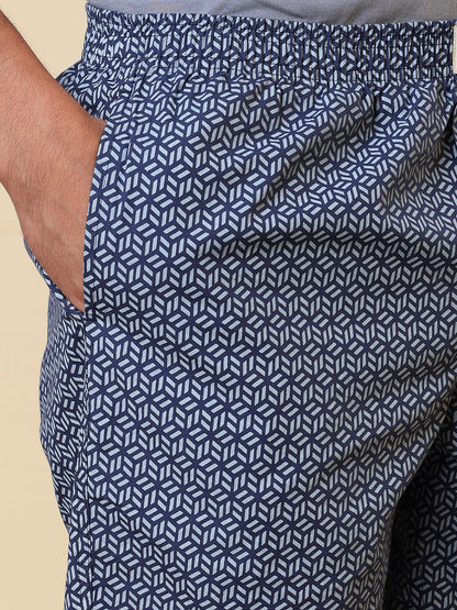 Sleepz Men Blue Printed Regular Fit Cotton Boxer