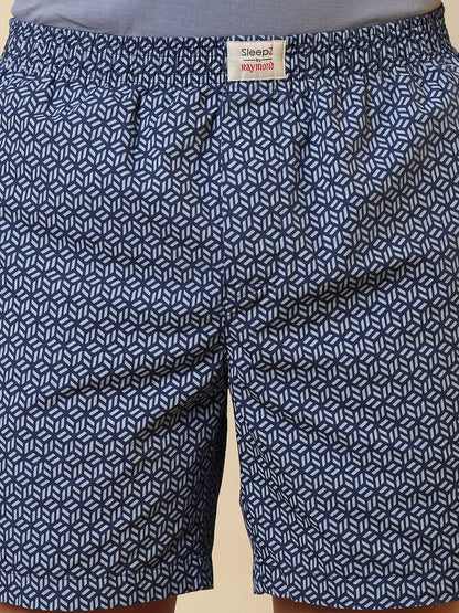 Sleepz Men Blue Printed Regular Fit Cotton Boxer