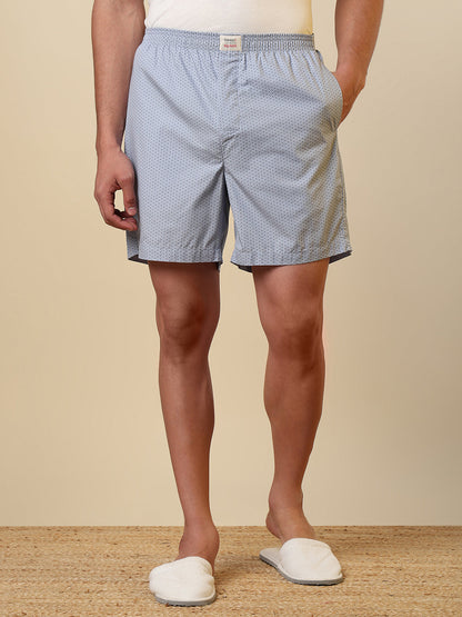 Sleepz Men Blue Printed Regular Fit Cotton Boxer