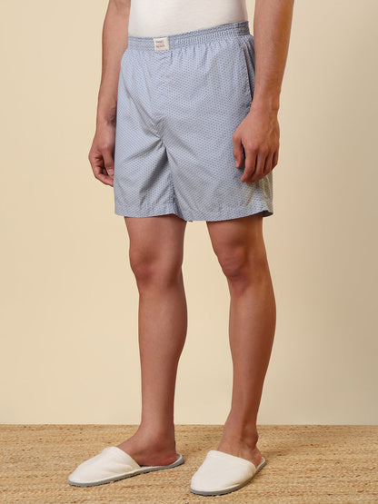 Sleepz Men Blue Printed Regular Fit Cotton Boxer