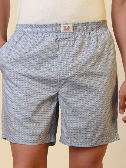 Sleepz Men Blue Printed Regular Fit Cotton Boxer