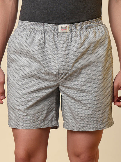 Sleepz Men Grey Printed Regular Fit Cotton Boxer