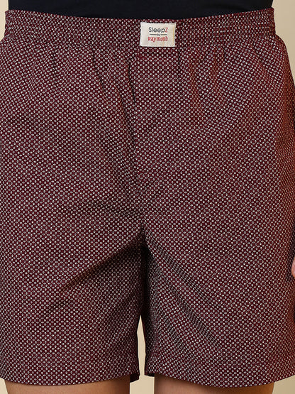 Sleepz Men Red Printed Regular Fit Cotton Boxer