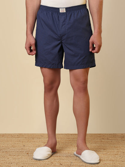 Sleepz Men Blue Printed Regular Fit Cotton Boxer