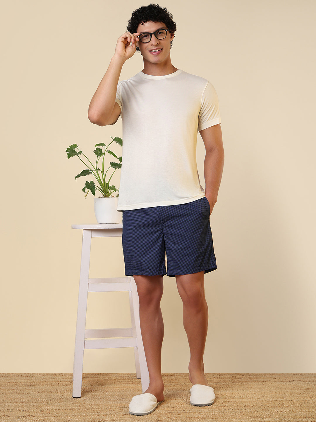 Sleepz Men Blue Printed Regular Fit Cotton Boxer