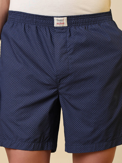 Sleepz Men Blue Printed Regular Fit Cotton Boxer