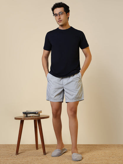 Sleepz Men Blue Solid Regular Fit Cotton Blend T-Shirt
