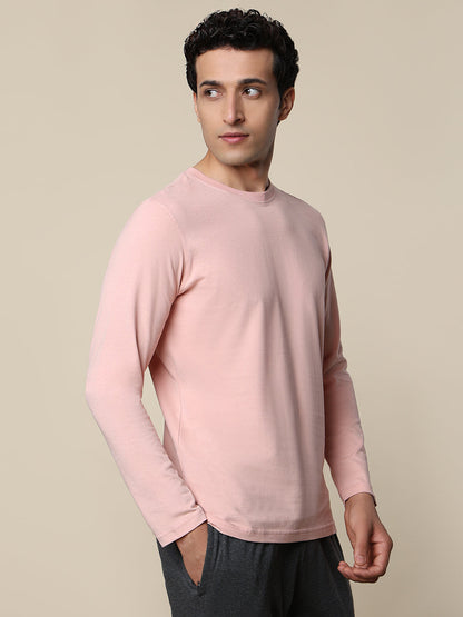 Sleepz Men Orange Solid Regular Fit Cotton T-Shirt