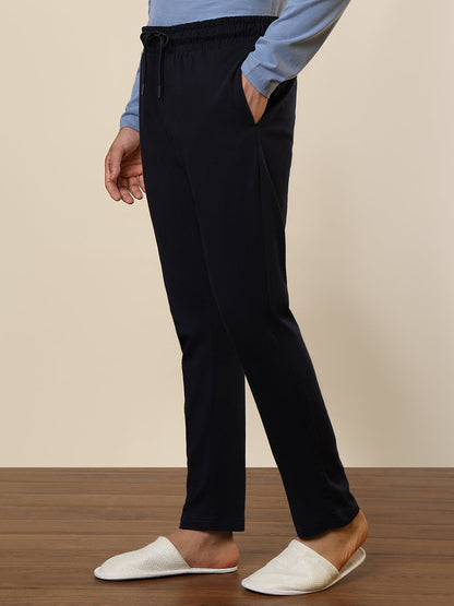 Sleepz Men Blue Solid Regular Fit Cotton Trackpant      