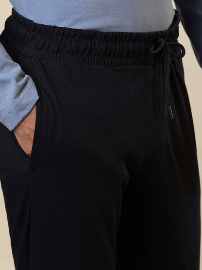 Sleepz Men Blue Solid Regular Fit Cotton Trackpant      