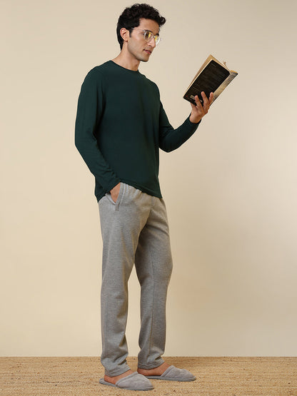 Sleepz Men Grey Solid Regular Fit Cotton Blend Trackpant      