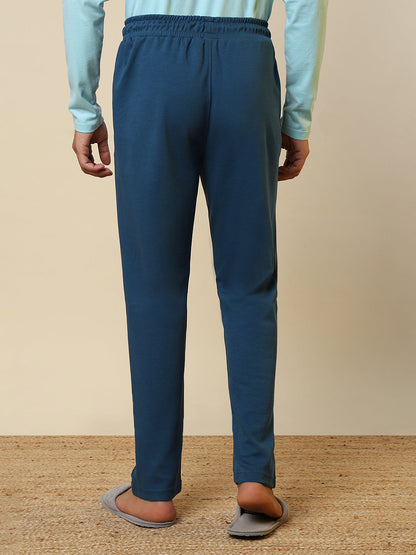 Sleepz Men Blue Solid Regular Fit Cotton Blend Trackpant      
