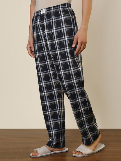 Sleepz Men Blue Checks Regular Fit Cotton Pyjama