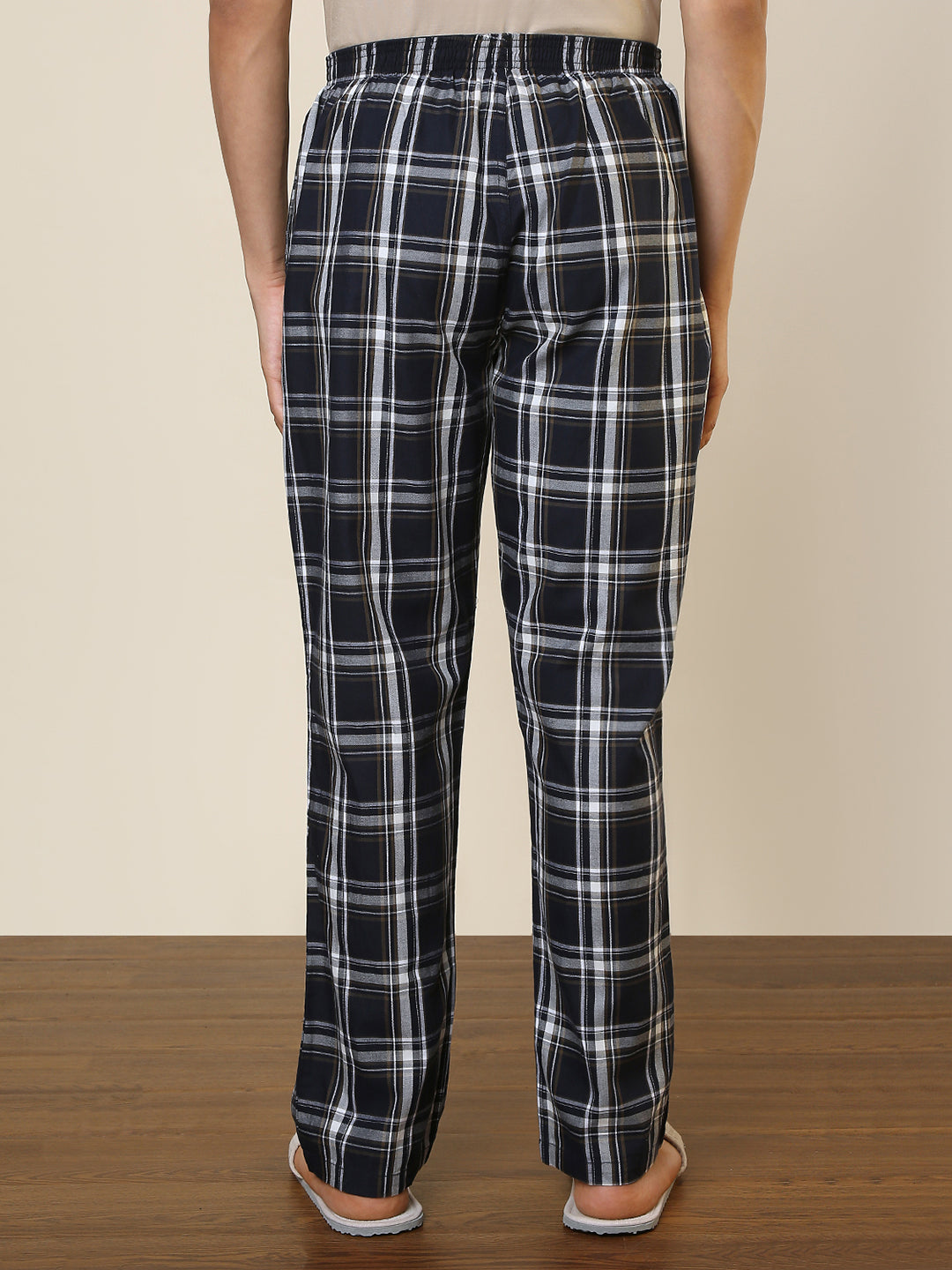 Sleepz Men Blue Checks Regular Fit Cotton Pyjama