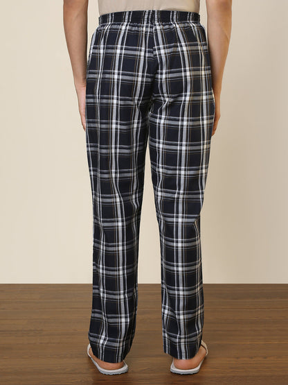 Sleepz Men Blue Checks Regular Fit Cotton Pyjama