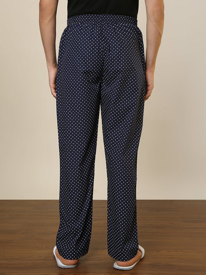 Sleepz Men Blue Printed Regular Fit Cotton Pyjama