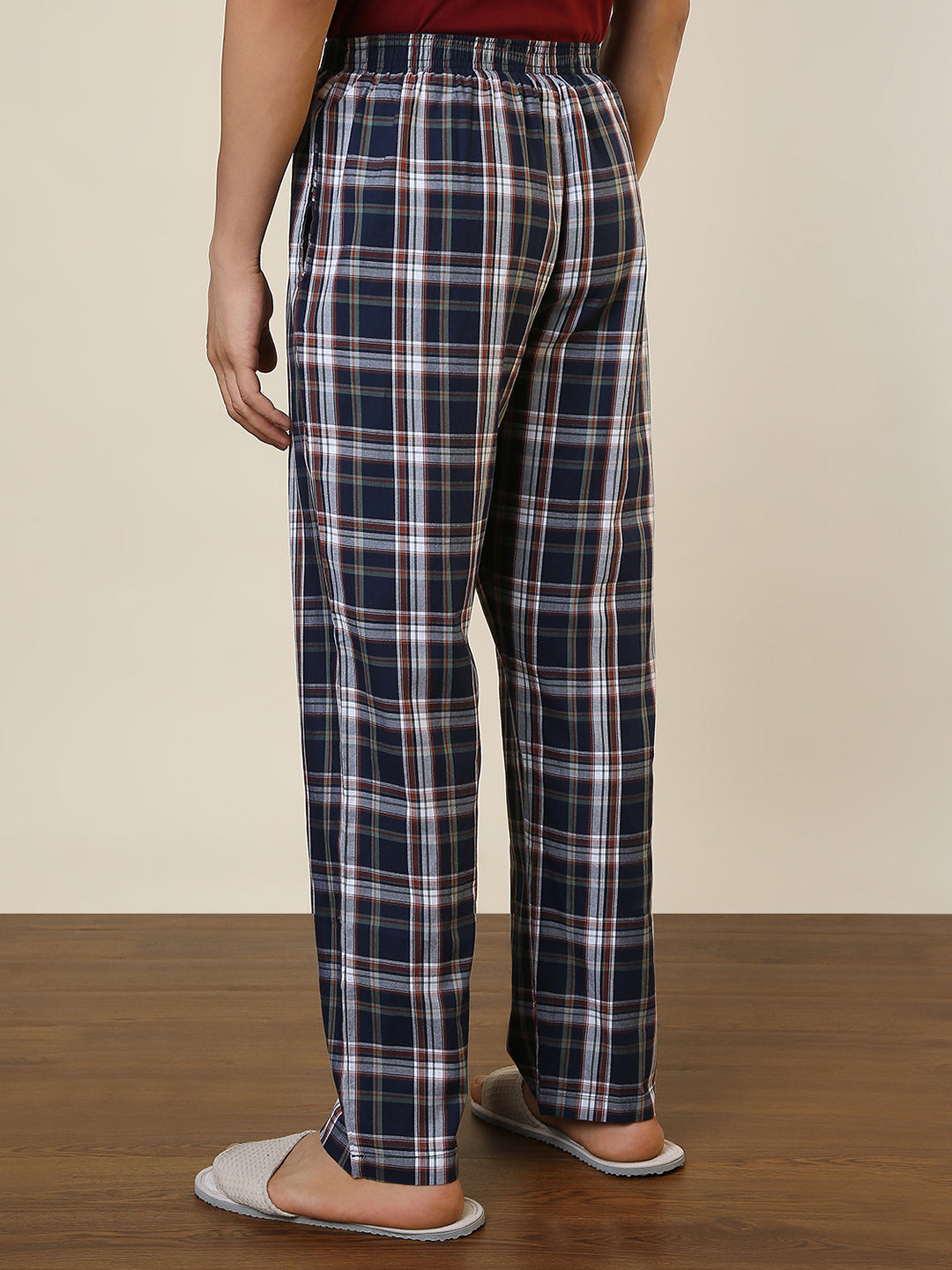 Sleepz Men Blue Checks Regular Fit Cotton Pyjama