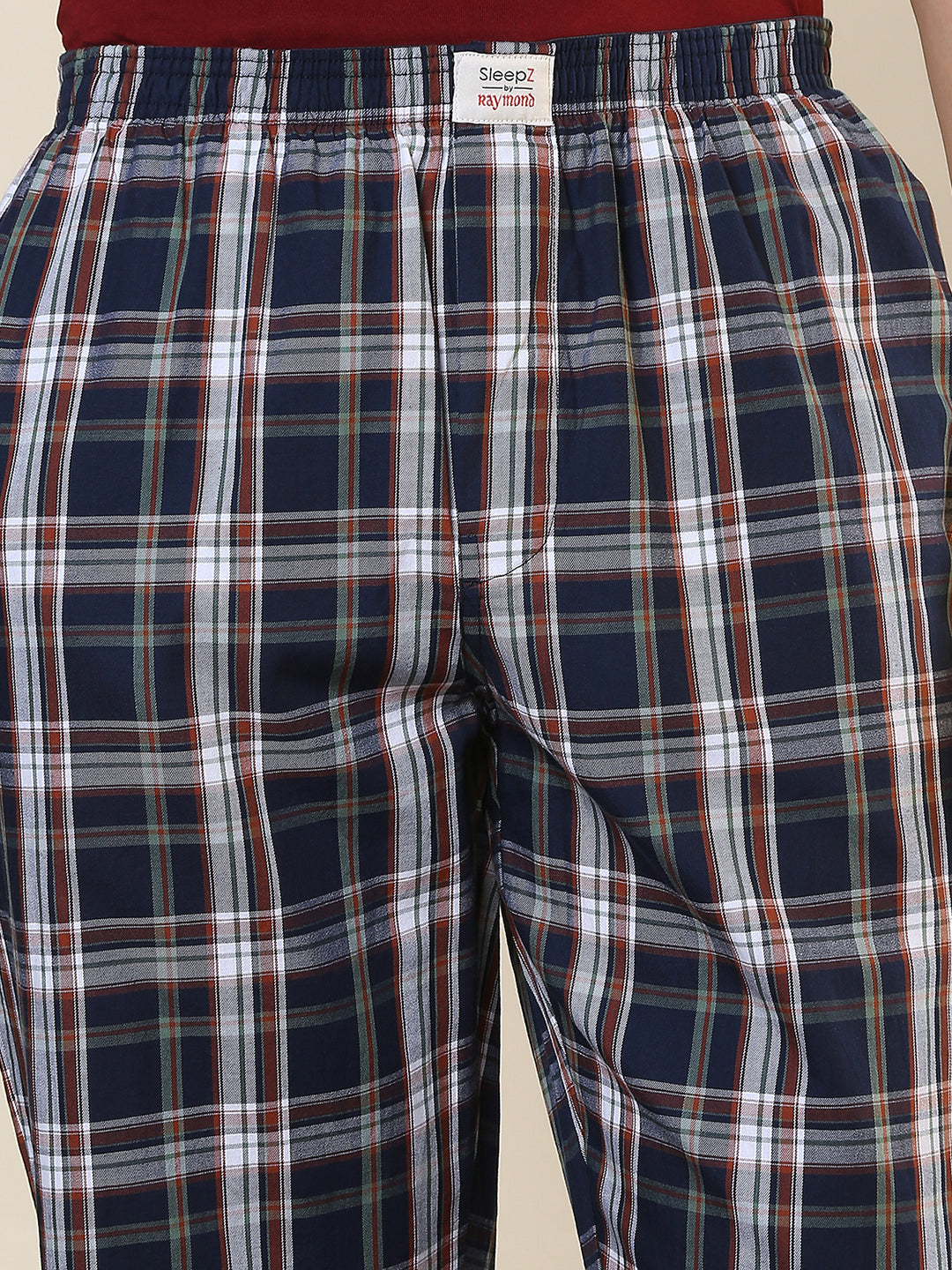 Sleepz Men Blue Checks Regular Fit Cotton Pyjama